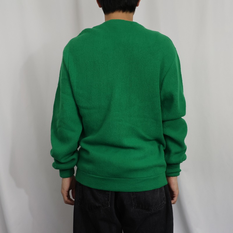画像3: 70's IZOD OF LONDON LACOSTE ロゴ刺繍 アクリルニットカーディガン M (3)