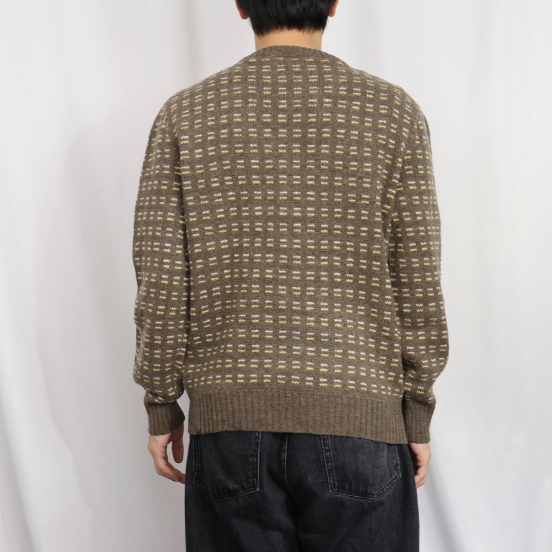 画像4: 70〜80's CHEMISE LACOSTE FRANCE製 総柄 Vネック ウールニットセーター SIZE4 (4)
