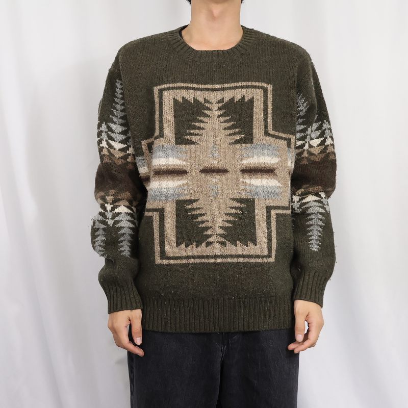 画像2: PENDLETON ネイティブ柄 ウールニットセーター L (2)