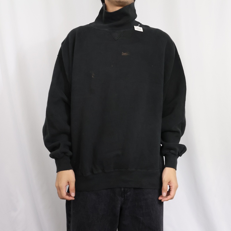 画像2: 90's RUSSELL ATHLETIC USA製 "HIGH COTTON" 前V タートルネックスウェット BLACK XXL (2)