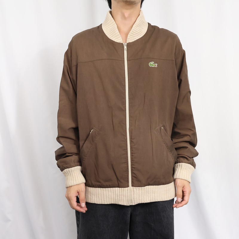 画像2: 70〜80's CHEMISE LACOSTE FRANCE製 ニット切り替え ポリコットン ジップジャケット SIZE4 (2)