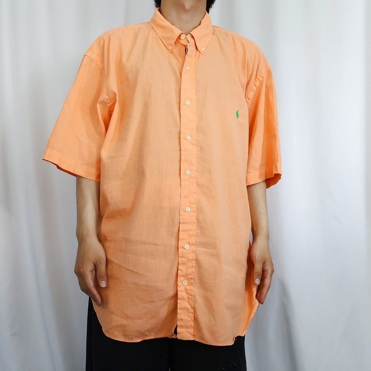 ポロラルフローレン POLO 半袖 オレンジ リネンシャツ| ビンテージ古着