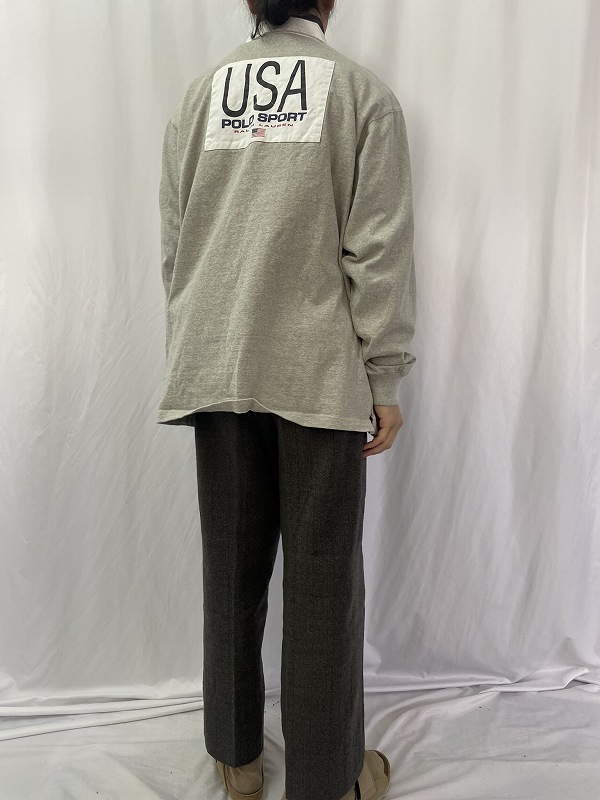 90's POLO SPORT Ralph Lauren ロゴ刺繍 ラガーシャツ XL