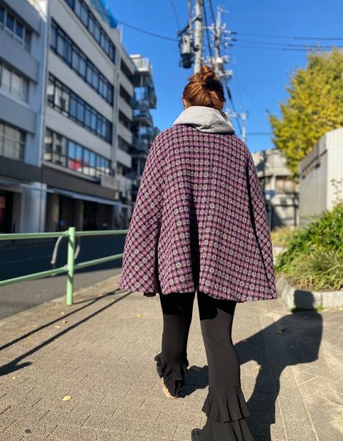 ケープ ポンチョ アメリカ製 デザイン 総柄 ニット |ヴィテージ古着屋