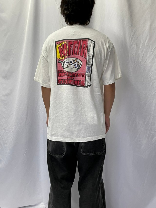 90s USA製 白 プリントTシャツ アメフト NO FEAR vintage