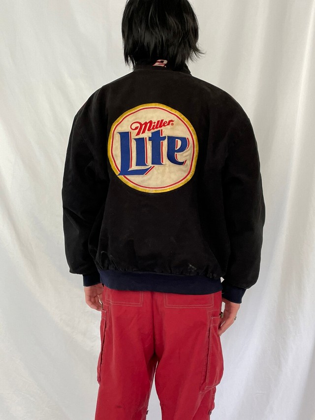 Miller Lite レーシングジャケット ワッペン 刺繍 紺メンズL