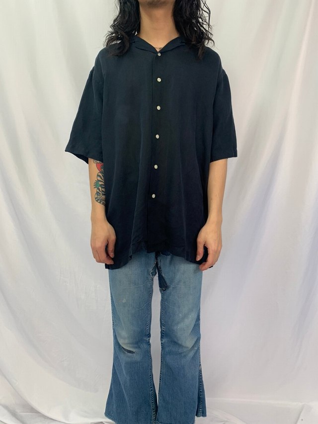 POLO Ralph Lauren リネン×シルク オープンカラーシャツ L