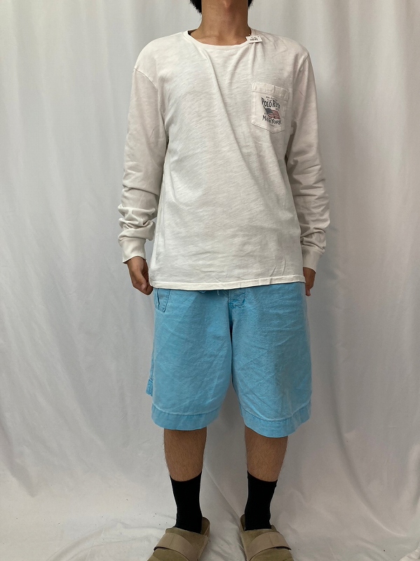 ポロラルフローレン 長袖Tシャツ 白 ホワイト アメリカ国旗 USA