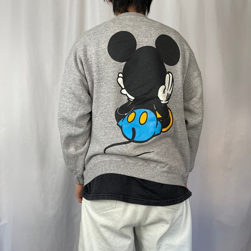 90's MICKEY&CO. USA製 青パンミッキー キャラクタープリントスウェット L