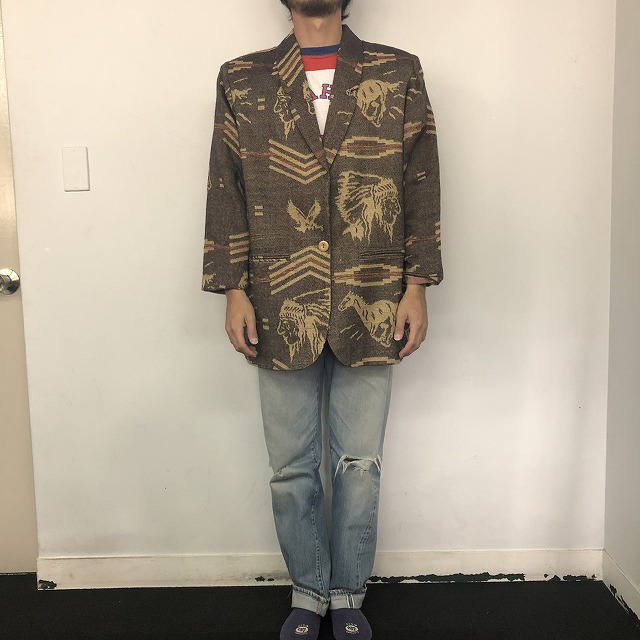 ネイティブ柄 総柄 アクリル ヴィテージ古着屋feeet 通販 名古屋 大須 メンズ