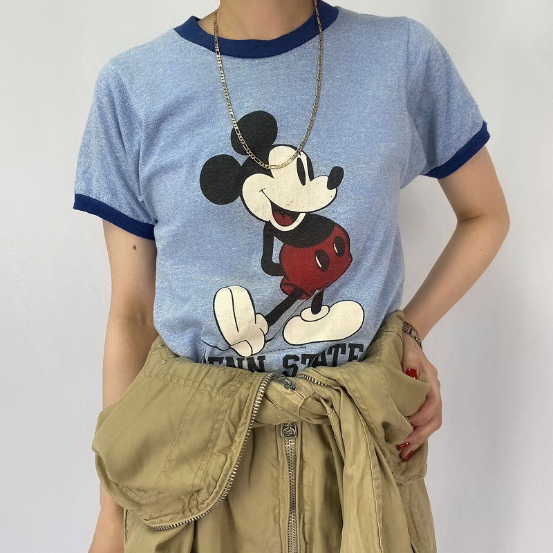 ビンテージ　80ｓ　ミッキーマウス　ディズニー　キャラクター　プリント　Ｔシャツ