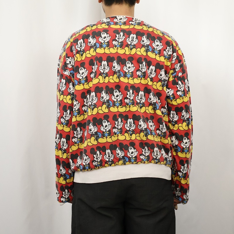 ビンテージ90's○ミッキーリバーシブルコットン中綿スウェット