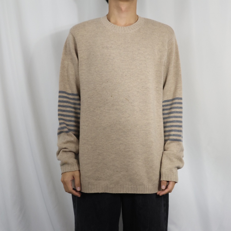 画像2: 2014AW Patagonia ボーダーデザイン ウール×ナイロンニットセーター M (2)