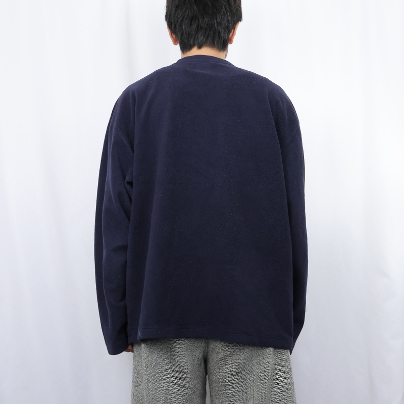 画像3: GAP Vネック フリースプルオーバー NAVY L (3)