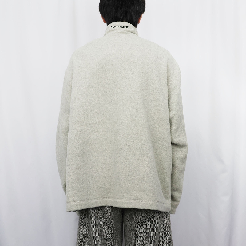 画像4: GAP "GAP ATHLETIC" ロゴ刺繍 ハーフジップ フリースプルオーバージャケット L (4)