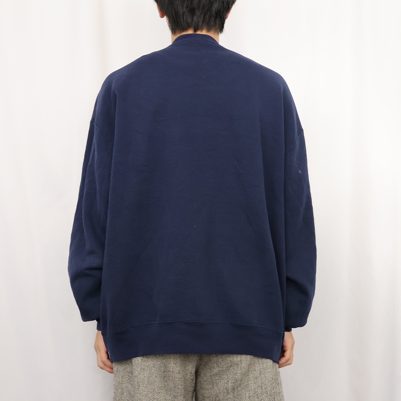 画像3: 90's RUSSELL ATHLETIC USA製 "MICHIGAN" 前V プリントスウェット NAVY XL (3)