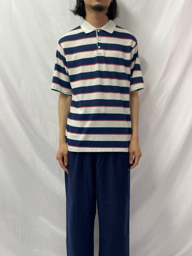 70's JCPenney マルチボーダー柄 ポロシャツ XL
