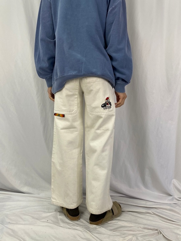 JYNX Jeans USA製 刺繍デザイン ホワイトデニムパンツ W27