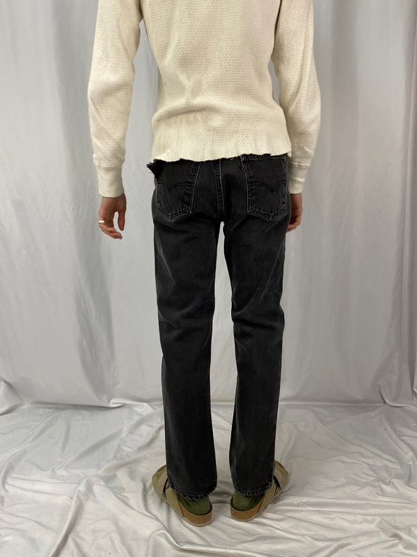 雰囲気 ペンキ加工 90年代 リーバイス Levi's 505 REGULAR FIT STRAIGHT LEG ブラックジーンズ テーパードデニムパンツ USA製 レディースL(w28) ヴィンテージ /taa000417