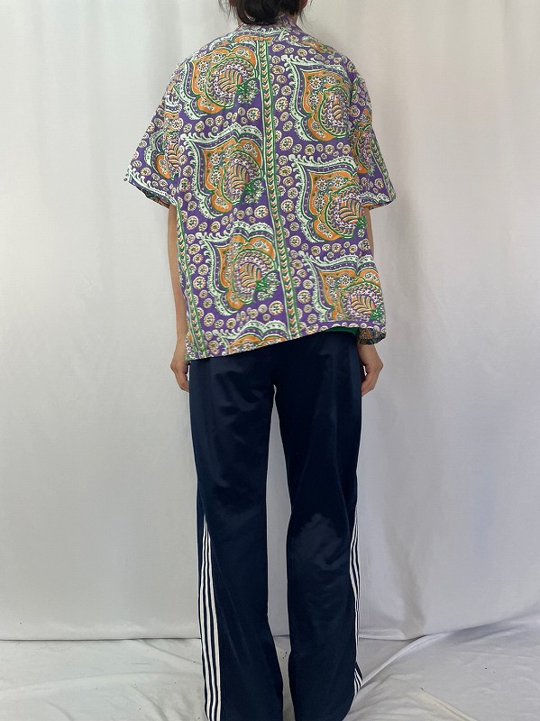 90年代 90s 開襟 ポロラルフローレン 半袖 総柄 アロハシャツ