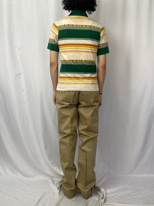 70's CALIFORNIA for JCPenney マルチボーダー柄 ポロシャツ M 70's CALIFORNIA for JCPenney マルチボーダー柄 ポロシャツ M