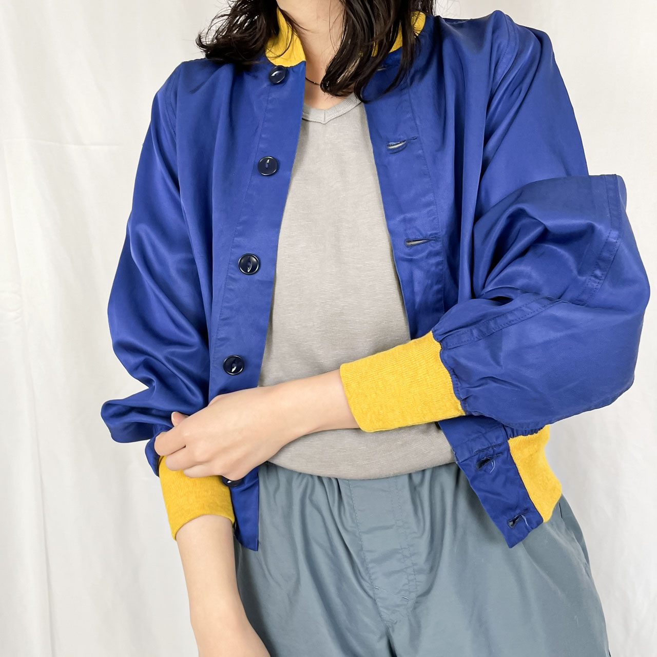 40's satin jacket ビンテージ スタジャン サテン-