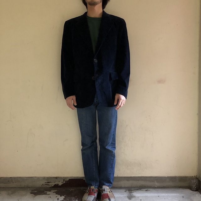 70年代 アメリカ製 ユニオンチケット ベロア 紺 ネイビー｜ヴィテージ古着屋Feeet 通販 名古屋 大須 メンズ