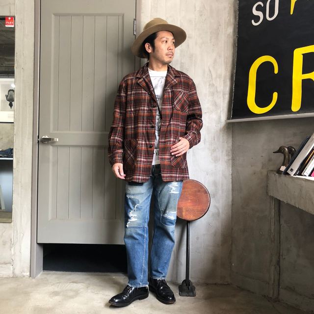 70〜80's PENDLETON USA製 チェック柄 ウールテーラードジャケット L