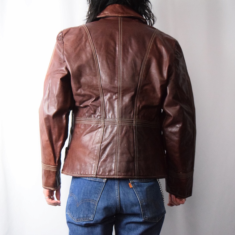 70's natural comfort leather jacket袖丈57cm