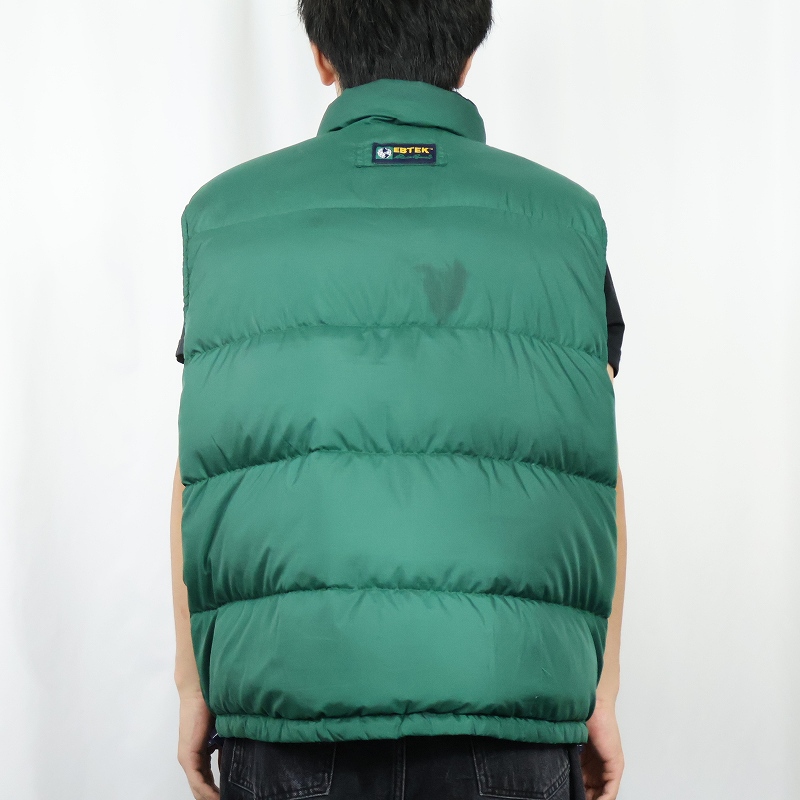画像4: 90's Eddie Bauer EBTEK ロゴ刺繍 リバーシブル ダウンベスト L (4)