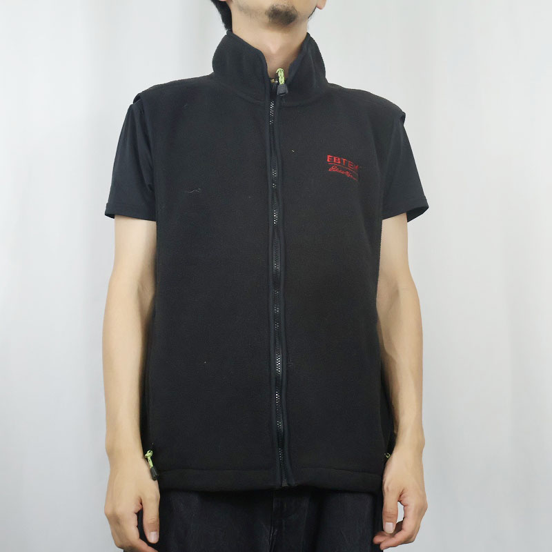 画像2: 90's Eddie Bauer EBTEK USA製 "POLARTEC" ロゴ刺繍 フリースベスト BLACK L (2)