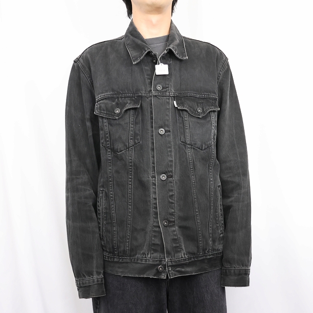 画像2: Levi's ブラックデニムジャケット XL (2)