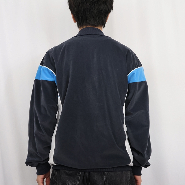 画像3: adidas ロゴ刺繍 ベロアトラックジャケット NAVY L (3)