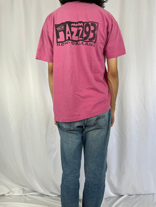 90年代 90s アメリカ製 ニューオーリンズ・ジャズ ピンク 半袖 アート