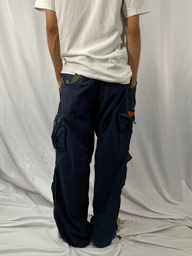 ABERCROMBIE＆FITCH コットン×ナイロン カーゴパンツ NAVY W35