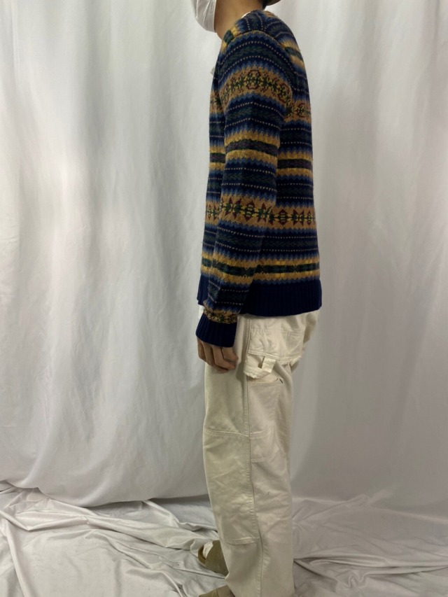 POLO Ralph Lauren フェアアイル柄 Vネック コットンニットセーター L