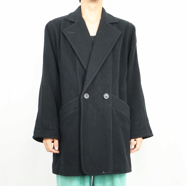 画像5: 80〜90's L.L.Bean ダブルブレスト ウールコート BLACK (5)