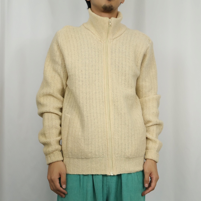画像2: 80〜90's L.L.Bean USA製 ハイネック ウールニットジップジャケット M (2)