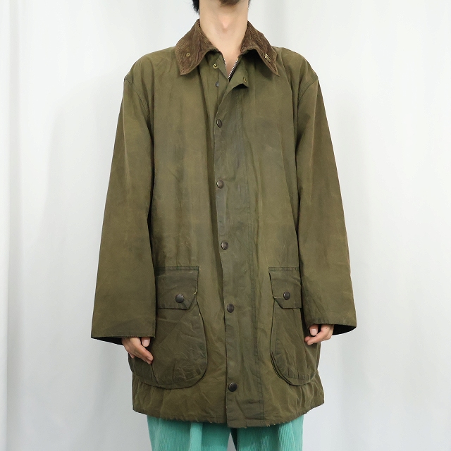 画像2: 90's Barbour ENGLAND製 "BORDER" ロゴピンズ付き オイルドジャケット 3ワラント (2)
