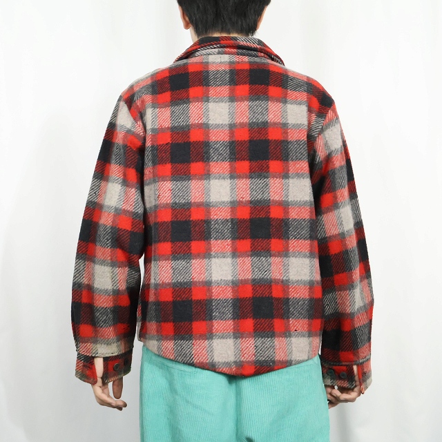 画像3: 60's〜 Redwood & Ross チェック柄 ハーフジップ ウールジャケット S (3)