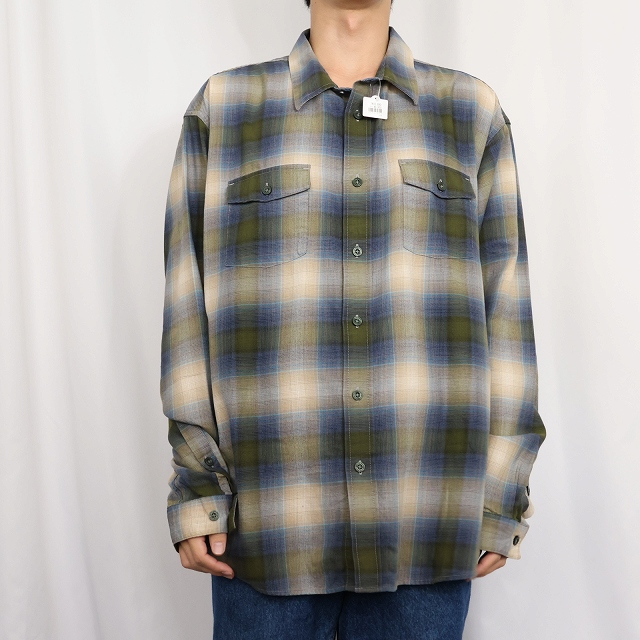画像2: 2013AW Patagonia "ORGANIC COTTON" オンブレーチェック柄 コットン×ポリエステルシャツ XL (2)