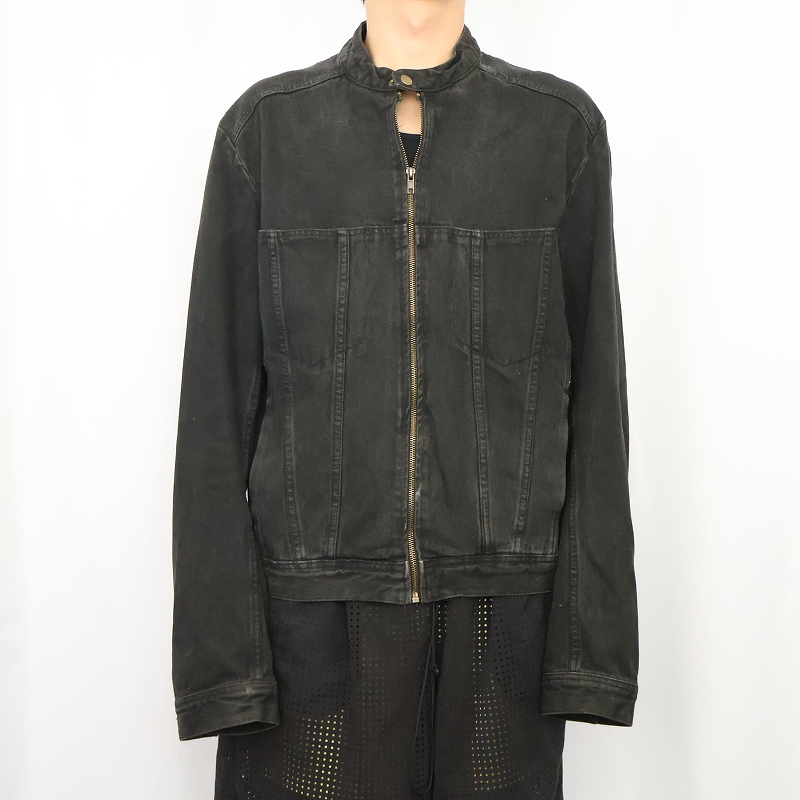画像2: SHOCK RESISTANT ブラックデニムジップジャケット XL (2)