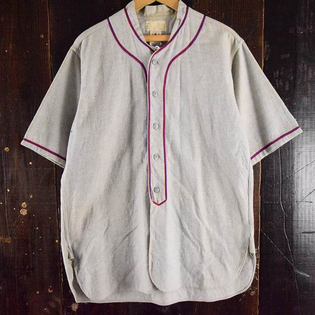 30's〜40's GENERAL ATHLETIC PRODUCTS CO. フランネルコットン マチ付きベースボールシャツ 30年代 40年代 野球 ジェネラルアスレチックプロダクツ