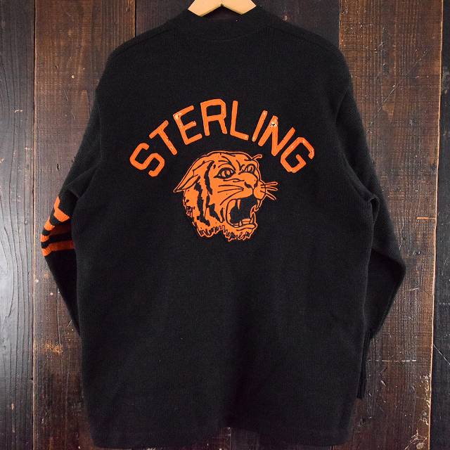 40's "STERLING" レタードニットカーディガン40年代 パッチ付き 虎 スクール カレッジ| ビンテージ古着屋Feeet 通販