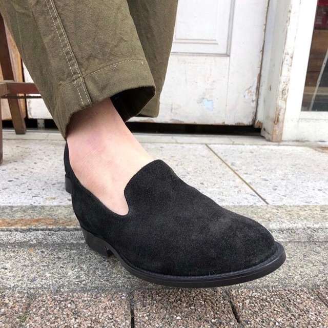 2120 Handcrafted Black Suede Loafers size8 ハンドクラフト ブラック 