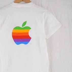70's Apple USA製 レインボーアップルロゴ バックプリントTシャツ