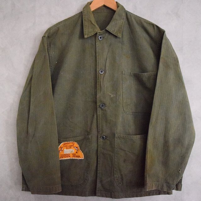 40's U.S.NAVY N-3 HBT パッチ付き Jacket 40年代 WWII アメリカ軍 海軍 ネイビー ヘリンボーンツイル