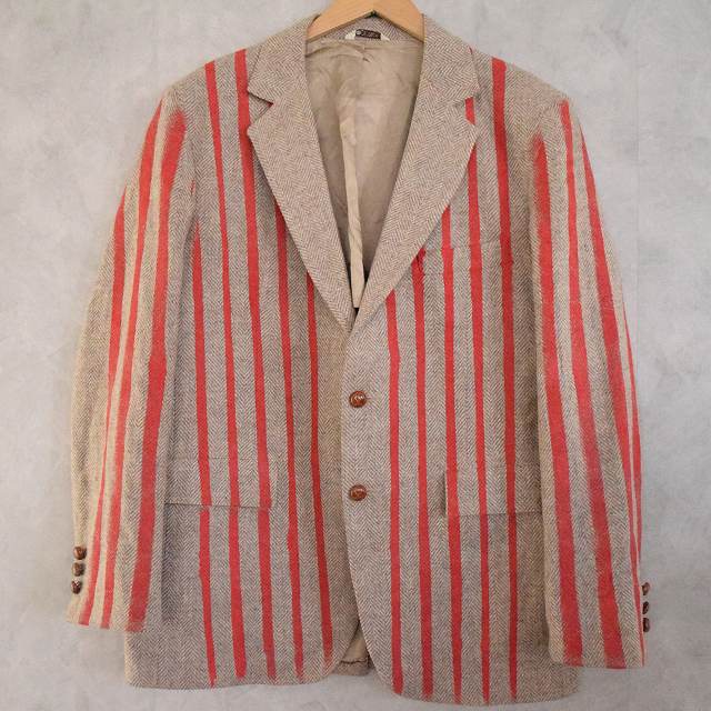 Handpaint Stripe Wool Tweed Jacketハンドペイント ストライプ柄 ツイードジャケット ウール| ビンテージ古着