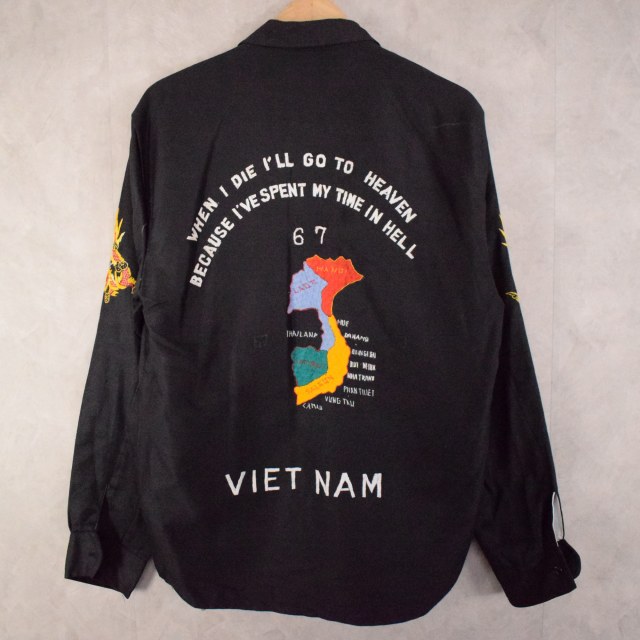60年代 スーベニアジャケット ベトナム ベトジャン 黒 ブラック 刺繍 