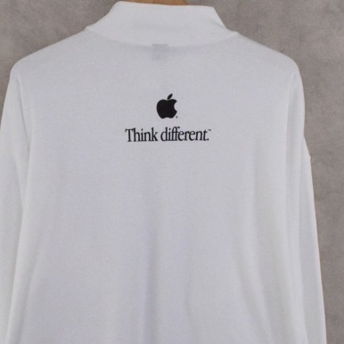 画像1: 90's Apple USA製 "Think different." ロゴプリント モックネックロンT L (1)